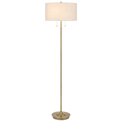 KENDAL METAL FLOOR LAMP WITH PULL CHAIN SWITCH, DRUM FABRIC SHADE