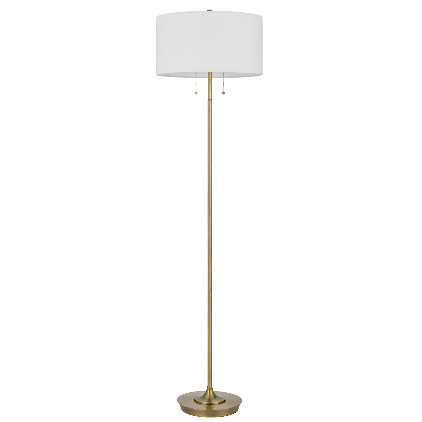 KENDAL METAL FLOOR LAMP WITH PULL CHAIN SWITCH, DRUM FABRIC SHADE