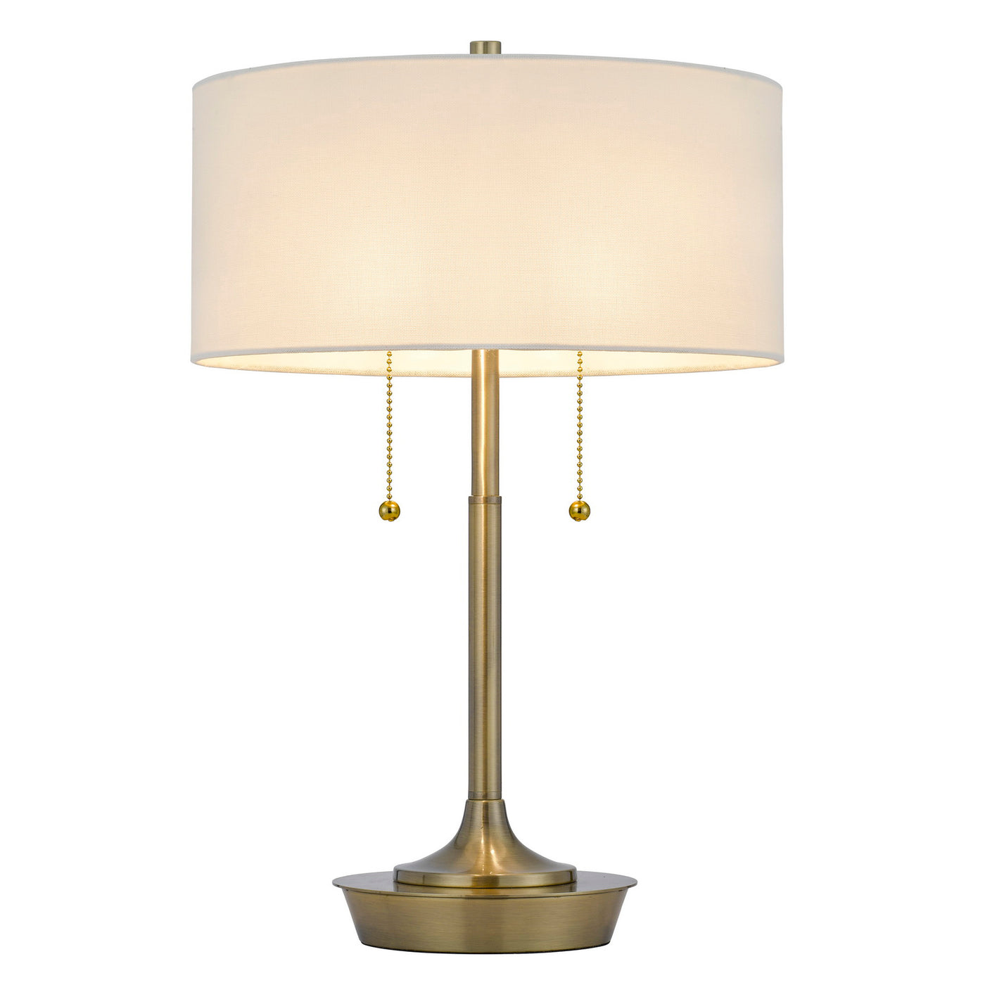 KENDAL METAL TABLE LAMP WITH PULL CHAIN SWITCH, DRUM FABRIC SHADE