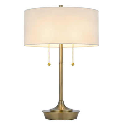 KENDAL METAL TABLE LAMP WITH PULL CHAIN SWITCH, DRUM FABRIC SHADE