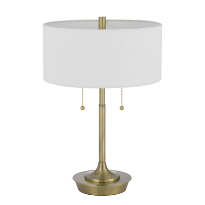 KENDAL METAL TABLE LAMP WITH PULL CHAIN SWITCH, DRUM FABRIC SHADE