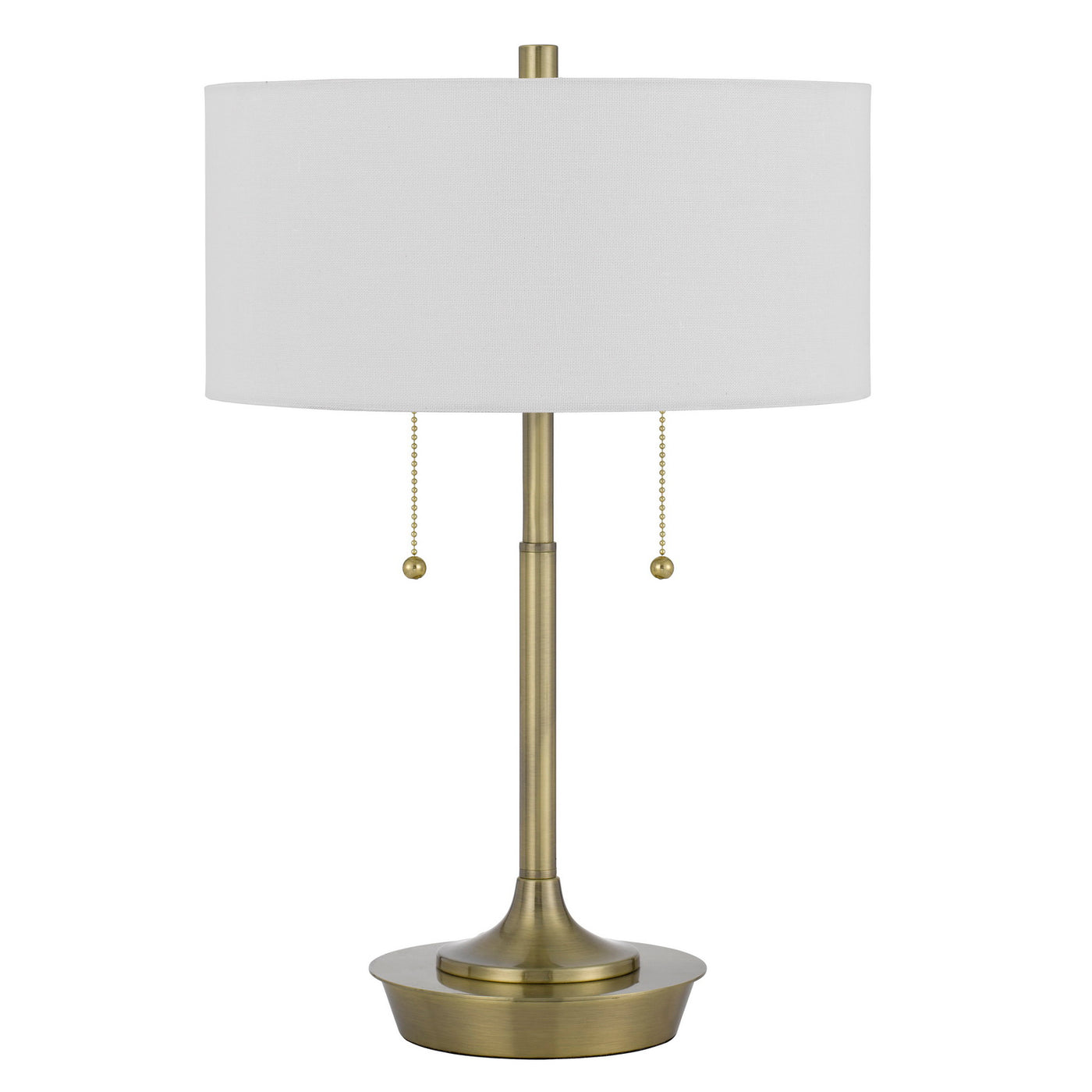 Kendal metal table lamp with pull chain switch, drum fabric shade