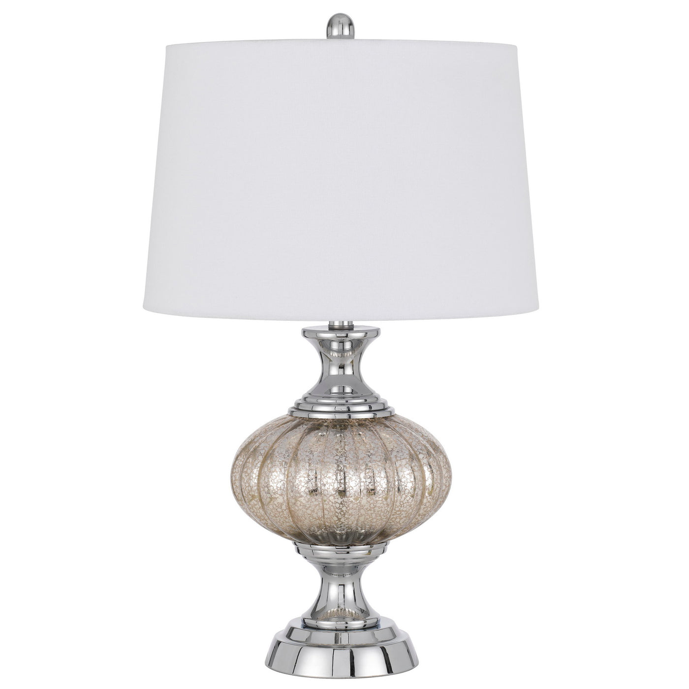 Ossona metal/glass table lamp with hardback taper drum shade