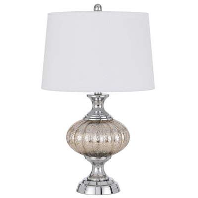 Ossona metal/glass table lamp with hardback taper drum shade