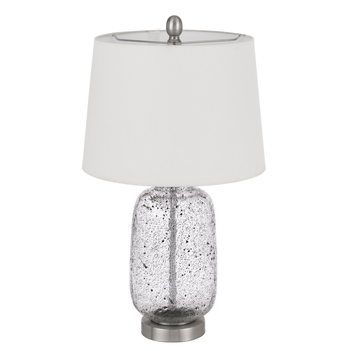 SOLARO DISTRESSED GLASS TABLE LAMP WITH HARDBACK TAPER DRUM SHADE