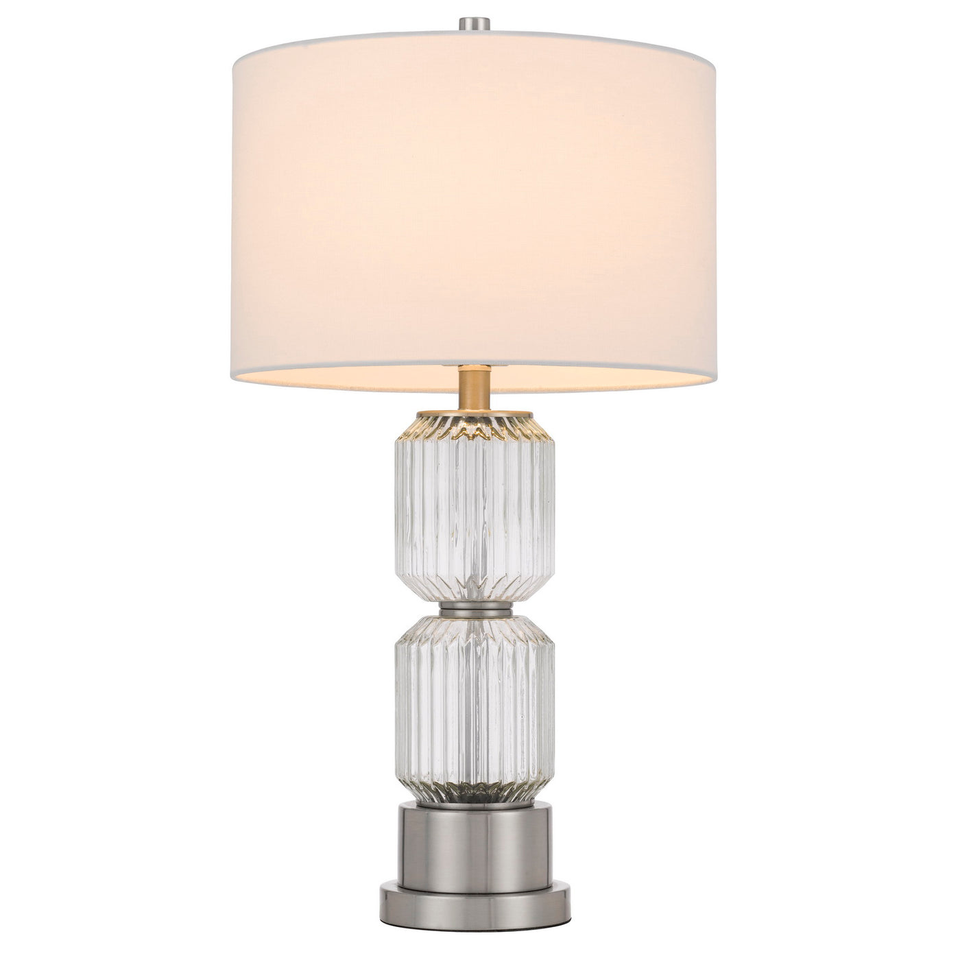 BRESSO FLUTED GLASS TABLE LAMP WITH HARDBACK DRUM SHADE