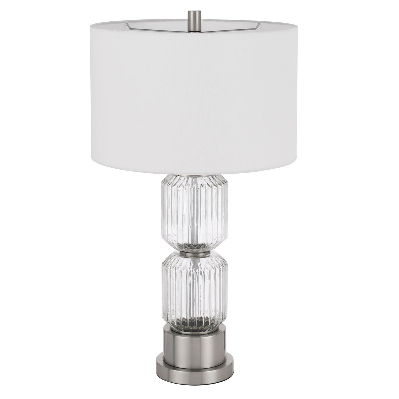 BRESSO FLUTED GLASS TABLE LAMP WITH HARDBACK DRUM SHADE