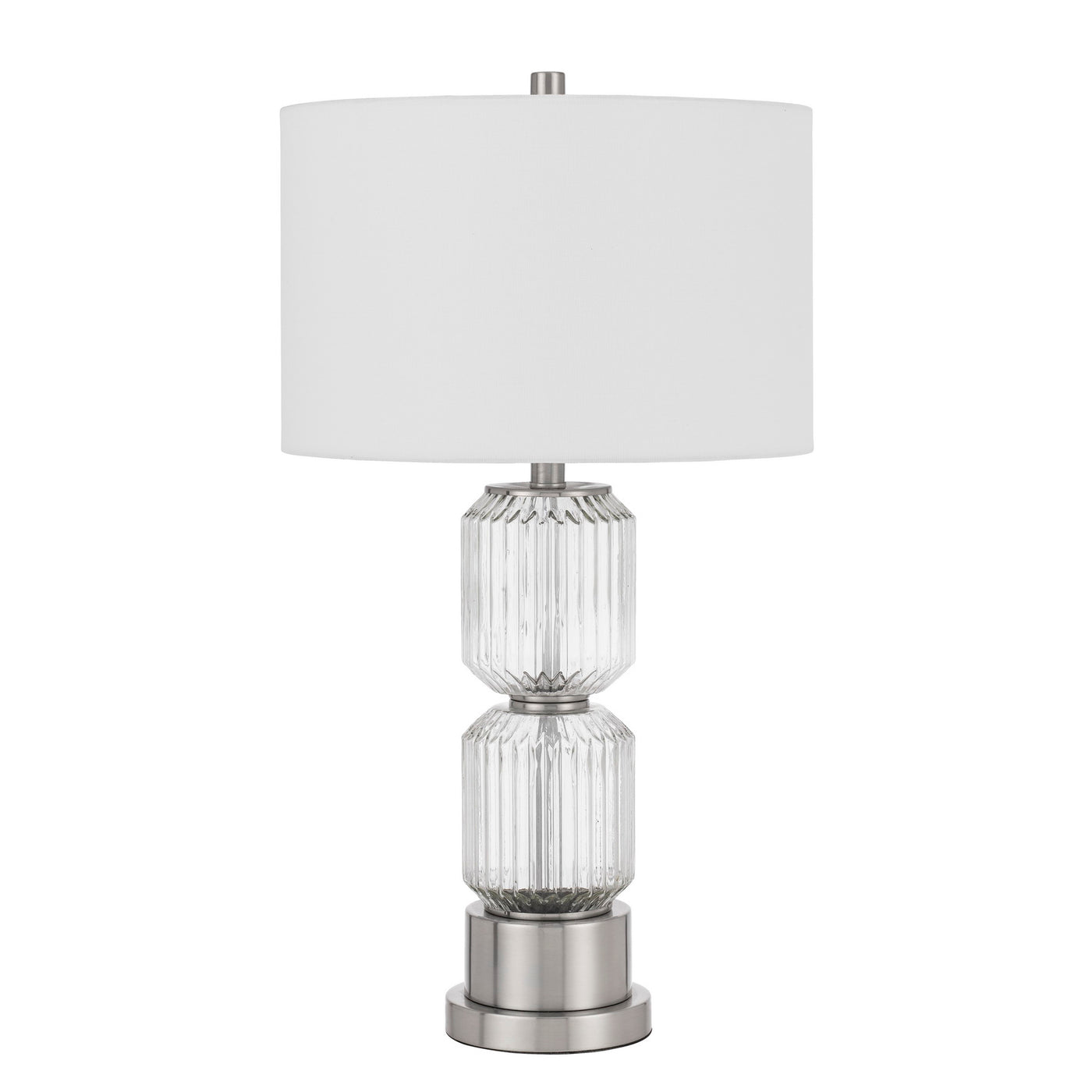 Bresso fluted glass table lamp with hardback drum shade