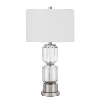 Bresso fluted glass table lamp with hardback drum shade