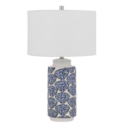 Cambiago ceramic table lamp with seashell design and linen drum shade