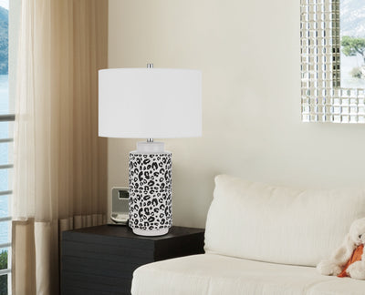 EXETER CERAMIC TABLE LAMP WITH HARDBACK DRUM SHADE