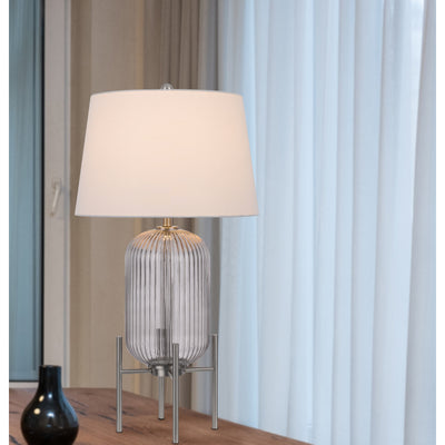 150W 3 WAY BELLEVILLE FLUTED GLASS TABLE LAMP