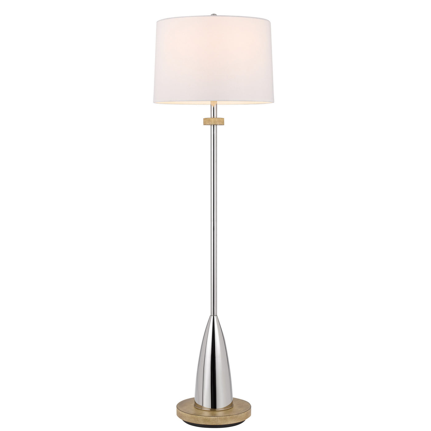 150W 3 WAY LOCKPORT METAL FLOOR LAMP WITH RUBBER WOOD BASE