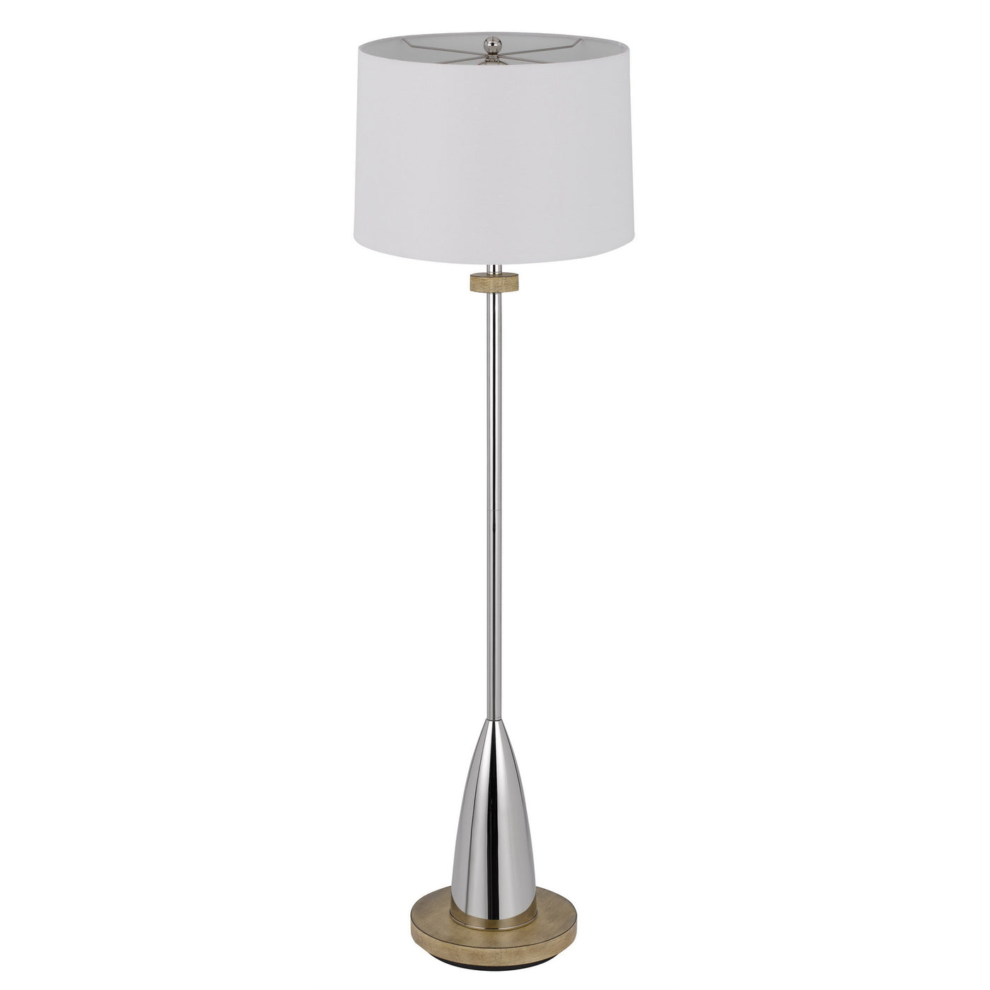 150W 3 WAY LOCKPORT METAL FLOOR LAMP WITH RUBBER WOOD BASE