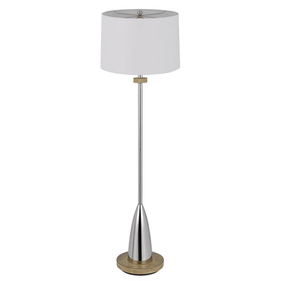 150W 3 WAY LOCKPORT METAL FLOOR LAMP WITH RUBBER WOOD BASE