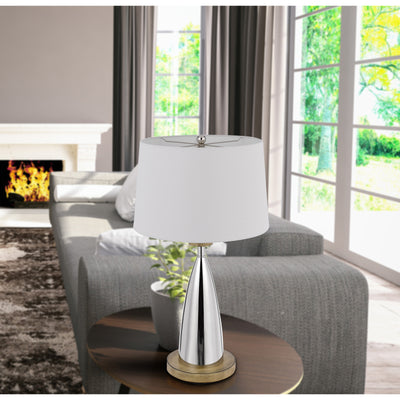 150W 3 WAY LOCKPORT METAL TABLE LAMP WITH FAUX WOOD FINISH