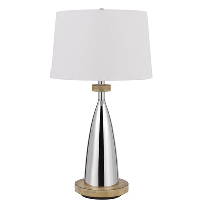 150W 3 way Lockport metal table lamp with faux wood finish