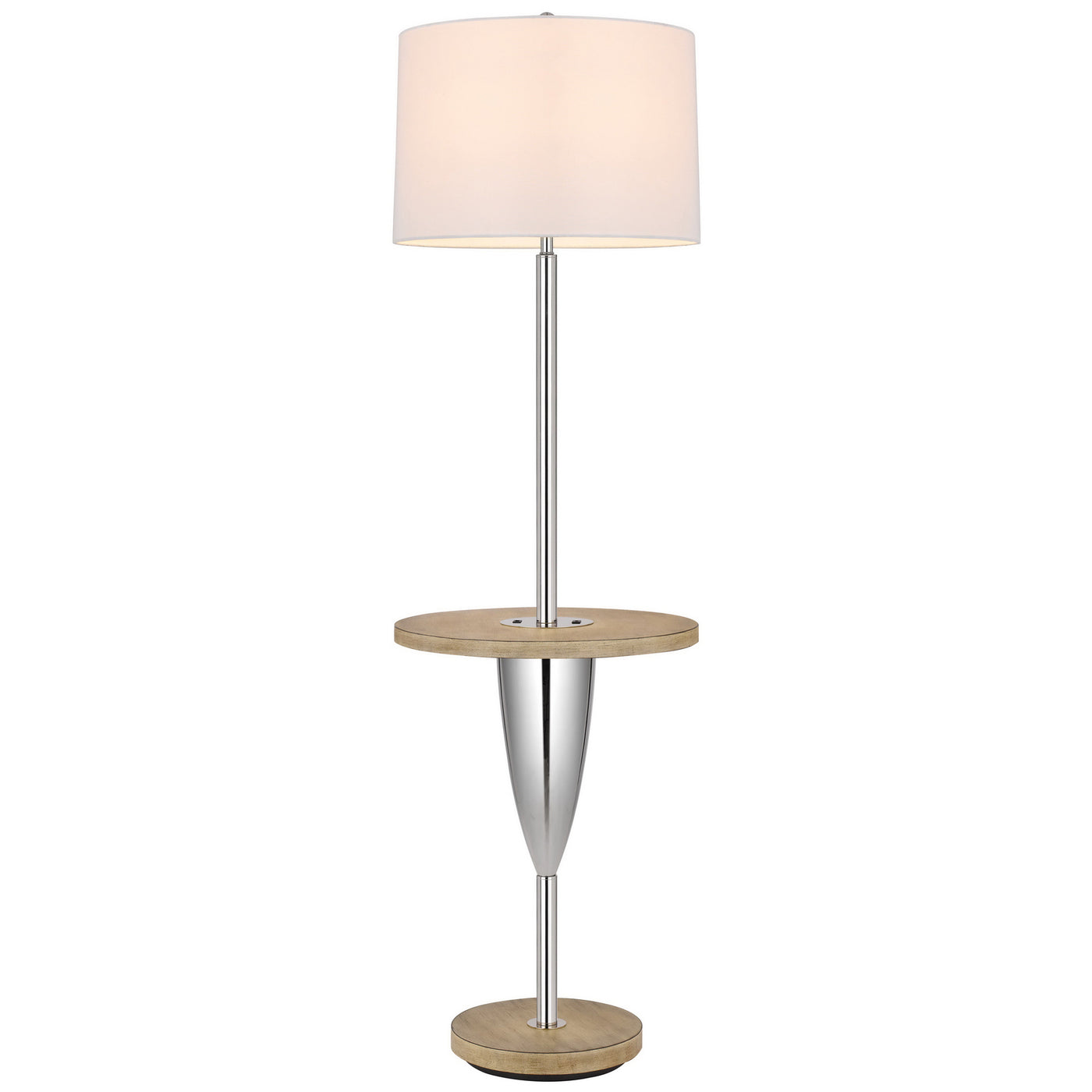 150W 3 WAY LOCKPORT METAL FLOOR LAMP WITH RUBBER WOOD TRAY TABLE AND BASE AND 1 USB AND 1 TYPE C USB CHARGING PORT