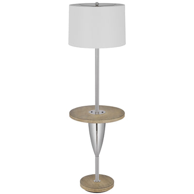 150W 3 WAY LOCKPORT METAL FLOOR LAMP WITH RUBBER WOOD TRAY TABLE AND BASE AND 1 USB AND 1 TYPE C USB CHARGING PORT