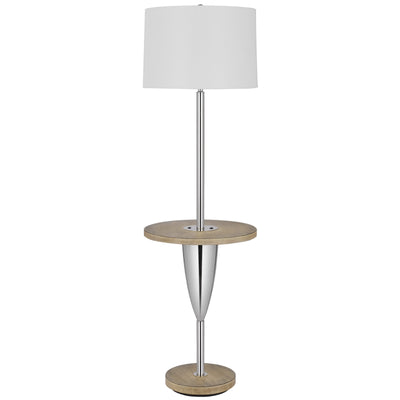 150W 3 way Lockport metal floor lamp with rubber wood tray table and base and 1 USB and 1 TYPE C USB charging port