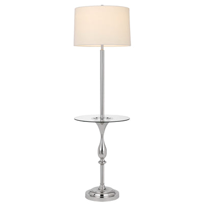 150W 3 WAY STURGIS METAL FLOOR LAMP WITH GLASS TRAY TABLE AND 1 USB AND 1 TYPE C USB CHARGING PORTS AND RUBBER WOOD BASE