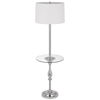 150W 3 WAY STURGIS METAL FLOOR LAMP WITH GLASS TRAY TABLE AND 1 USB AND 1 TYPE C USB CHARGING PORTS AND RUBBER WOOD BASE