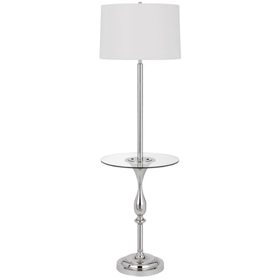 150W 3 way Sturgis metal floor lamp with glass tray table and 1 USB and 1 TYPE C USB charging ports and rubber wood base