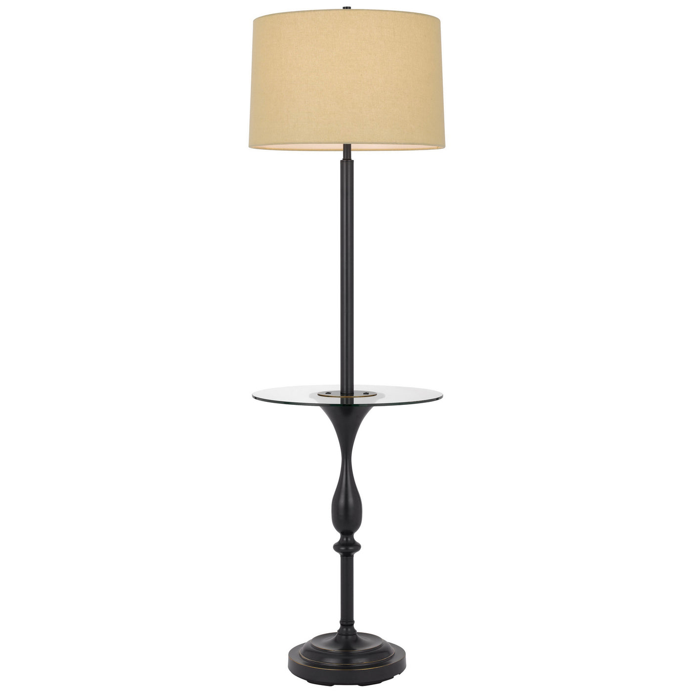 150W 3 WAY STURGIS METAL FLOOR LAMP WITH GLASS TRAY TABLE AND 1 USB AND 1 TYPE C USB CHARGING PORTS AND RUBBER WOOD BASE