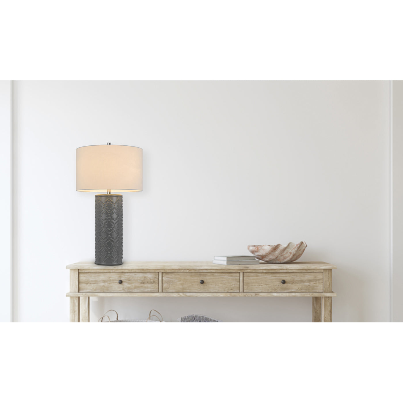 150W 3 WAY CASTINE CERAMIC TABLE LAMP. PRICED AND SOLD AS PAIRS