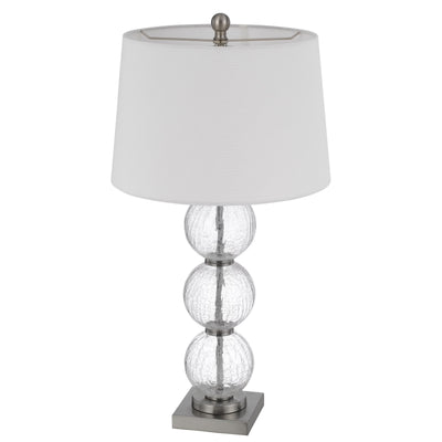 150W 3 WAY CROSSET CRACKLE GLASS TABLE LAMP. PRICED AND SOLD AS PAIRS