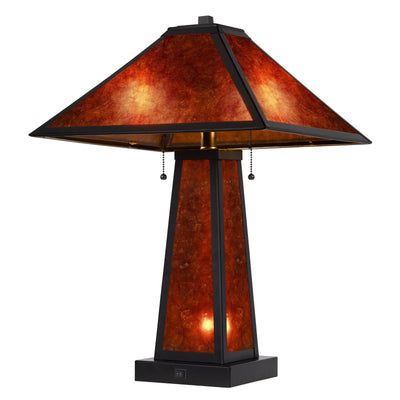 60W X 2 NOGALES MISSION STYLE MICA TABLE LAMP WITH 7W NIGHT LIGHT (NIGHT LIGHT BULB INCLUDED)