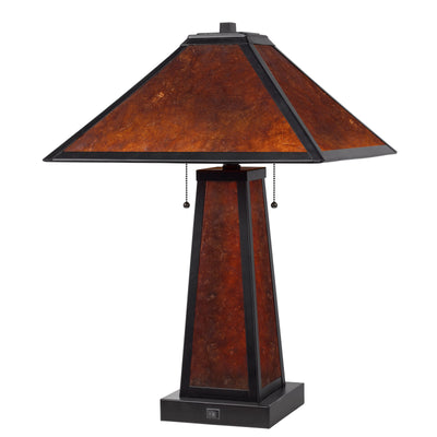 60W X 2 NOGALES MISSION STYLE MICA TABLE LAMP WITH 7W NIGHT LIGHT (NIGHT LIGHT BULB INCLUDED)