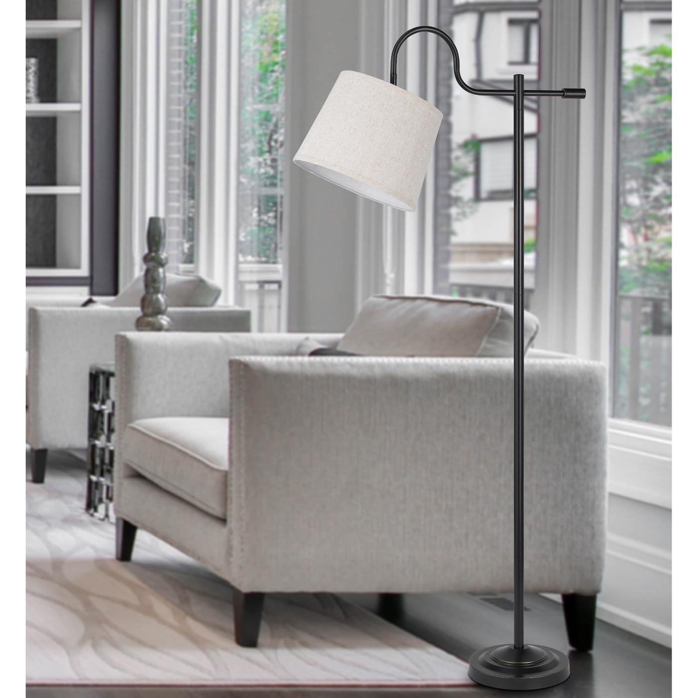 60W REXBURG METAL DOWNBRIDGE FLOOR LAMP WITH ADJUSTABLE SHADE