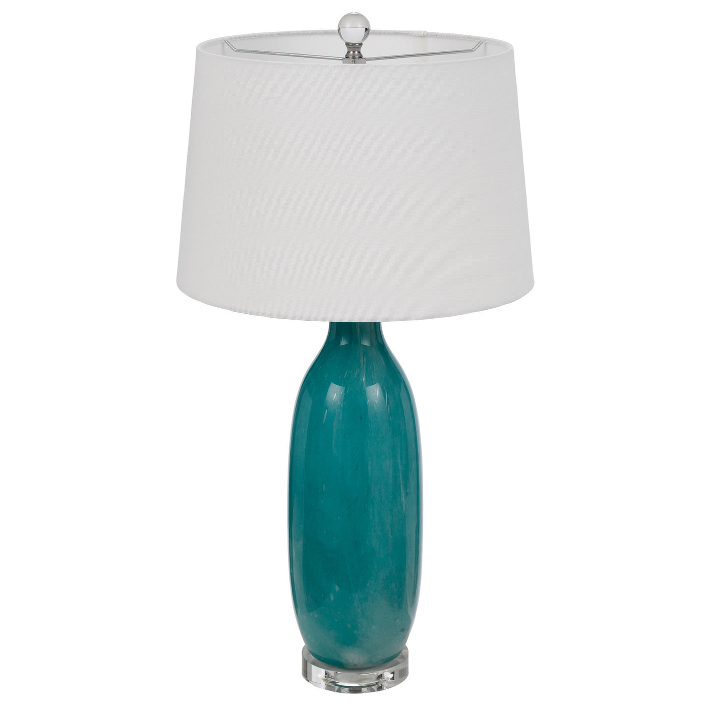 150W 3 WAY CULLMAN GLASS TABLE LAMP WITH CRYSTAL BASE AND HARDBACK TAPER DRUM FABRIC SHADE (SOLD AS PAIRS)