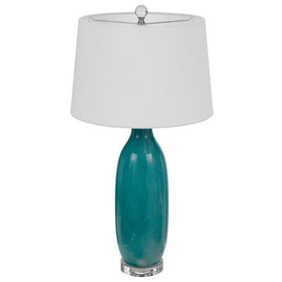 150W 3 WAY CULLMAN GLASS TABLE LAMP WITH CRYSTAL BASE AND HARDBACK TAPER DRUM FABRIC SHADE (SOLD AS PAIRS)