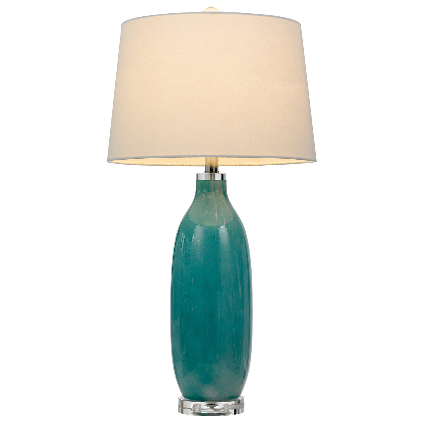 150W 3 WAY CULLMAN GLASS TABLE LAMP WITH CRYSTAL BASE AND HARDBACK TAPER DRUM FABRIC SHADE (SOLD AS PAIRS)