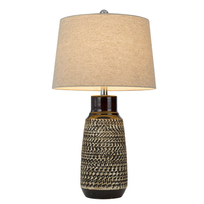 150W 3 WAY SCOTTSBORO CERAMIC TABLE LAMP AND HARDBACK TAPER DRUM SOFT BURLAP SHADE (SOLD AS PAIRS)