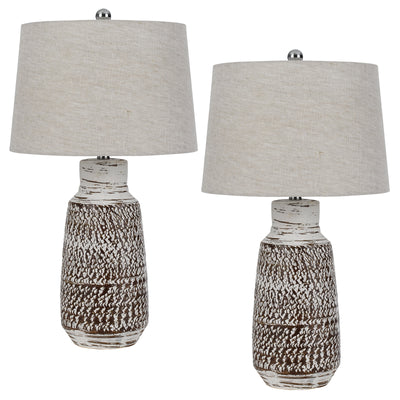 150W 3 way Scottsboro ceramic table lamp and hardback taper drum soft burlap shade (sold as pairs)