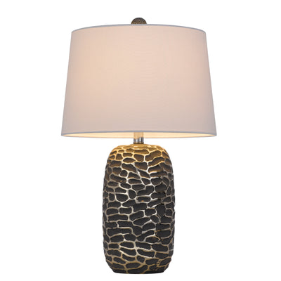 150W 3 WAY MENLO RESIN TABLE LAMP WITH HARDBACK TAPER DRUM FABRIC SHADE (SOLD AS PAIRS)