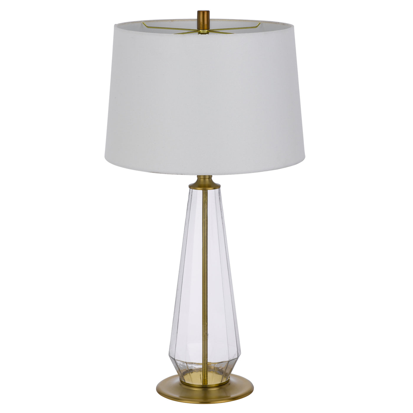 150W 3 WAY SOUTHINGTON GLASS TABLE LAMP WITH TAPER DRUM FABRIC SHADE (SOLD AS PAIRS)