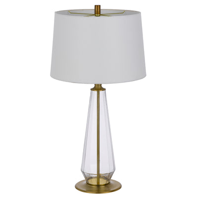 150W 3 WAY SOUTHINGTON GLASS TABLE LAMP WITH TAPER DRUM FABRIC SHADE (SOLD AS PAIRS)