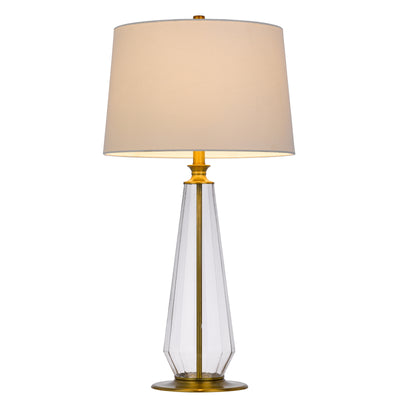 150W 3 WAY SOUTHINGTON GLASS TABLE LAMP WITH TAPER DRUM FABRIC SHADE (SOLD AS PAIRS)