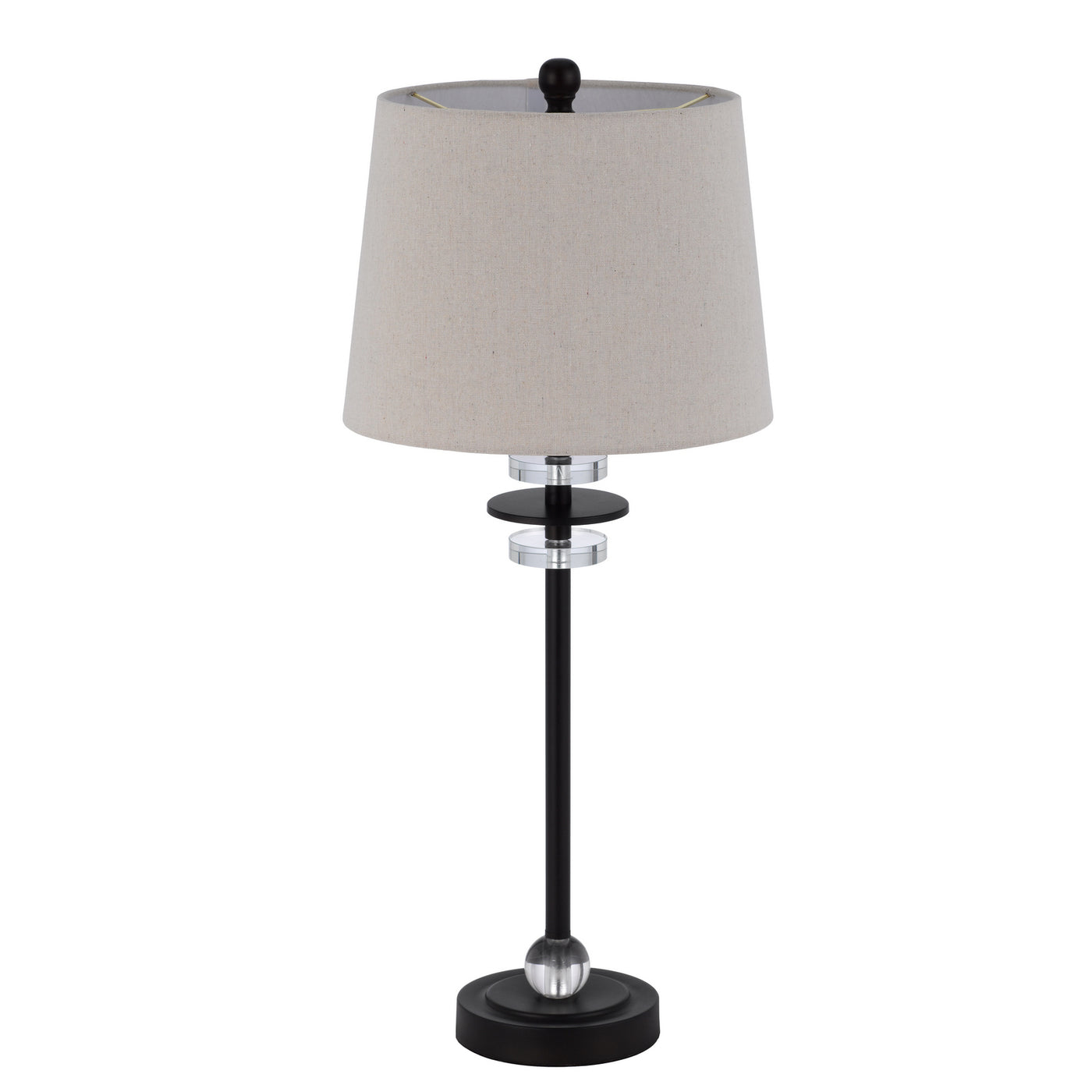 60W SITKA BUFFET LAMP WITH CRYSTAL ACCENT FONT AND HARDBACK TAPER DRUM FABRIC SHADE (SOLD AS PAIRS)