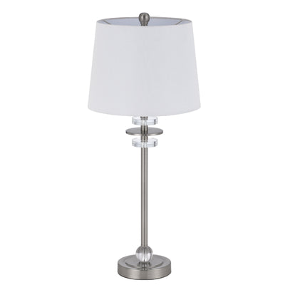 60W SITKA BUFFET LAMP WITH CRYSTAL ACCENT FONT AND HARDBACK TAPER DRUM FABRIC SHADE (SOLD AS PAIRS)