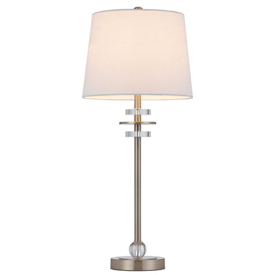 60W SITKA BUFFET LAMP WITH CRYSTAL ACCENT FONT AND HARDBACK TAPER DRUM FABRIC SHADE (SOLD AS PAIRS)