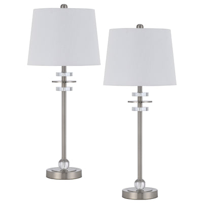 60W Sitka buffet lamp with crystal accent font and hardback taper drum fabric shade (sold as pairs)