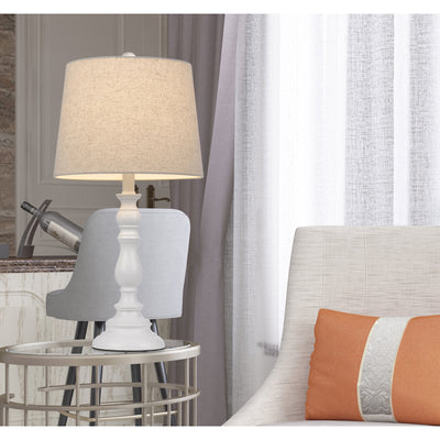 60W CHESTER RESIN TABLE LAMP WITH HARDBACK TAPER DRUM FABRIC SHADE (SOLD AS PAIRS)