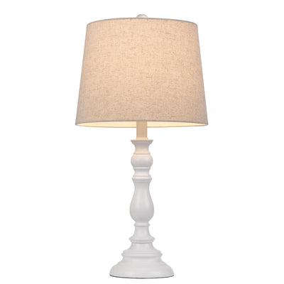 60W CHESTER RESIN TABLE LAMP WITH HARDBACK TAPER DRUM FABRIC SHADE (SOLD AS PAIRS)