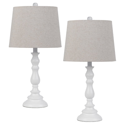 60W Chester resin table lamp with hardback taper drum fabric shade (sold as pairs)