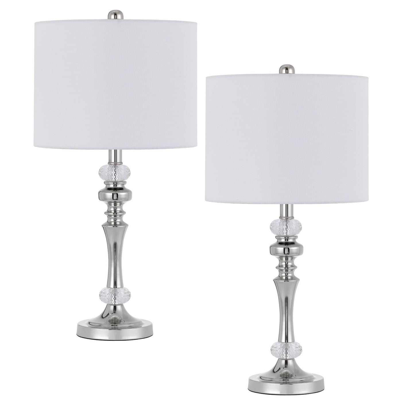 60W Effingham metal table lamp with crystal font and hardback drum fabric shade (sold as pairs)